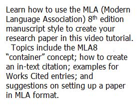 Mla Style Tutorials Video Tutorials Libguides At Hagerstown