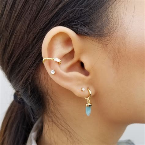 Gemstone Earrings Blue Stone Earrings Dainty Gemstone Etsy