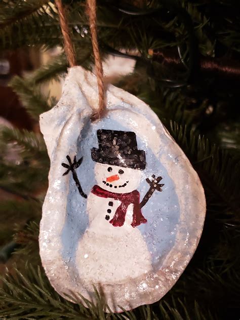 Why's it gotta be oyster. Oyster Shell Snowman Ornament Louisiana Oysters NOLA ...