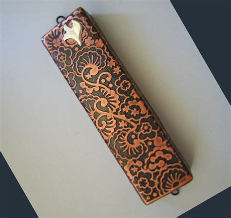 Etched Copper Mezuzah With Sterling Silver Shin Etsy