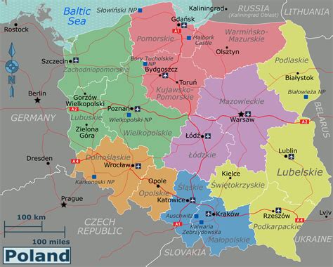 large regions map of poland poland europe mapsland maps of the world