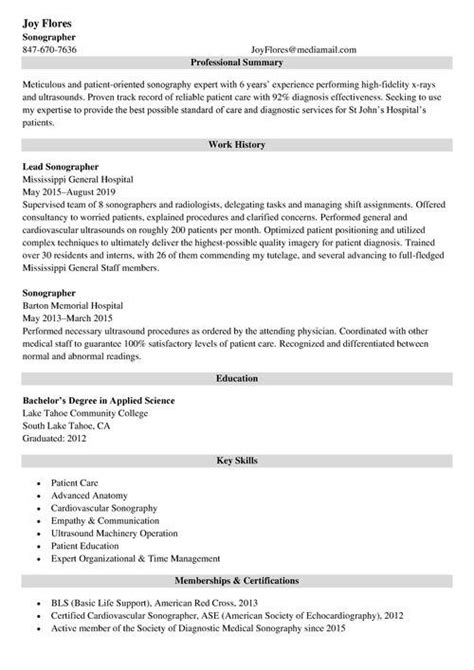 sonographer resume example and guide also entry level