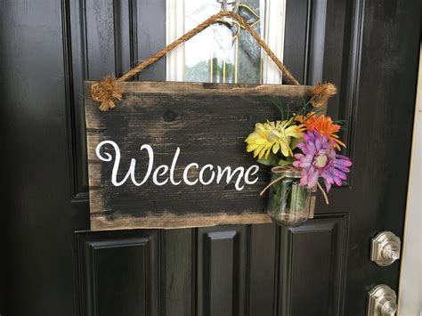 Front Door Welcome Sign Front Porch Welcome Sign Rustic Wood
