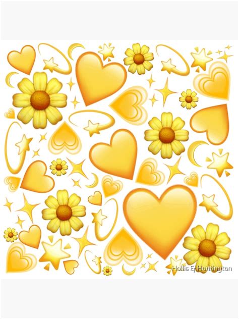 Hearts And Flowers Emojis Poster By Abigailclairej Redbubble