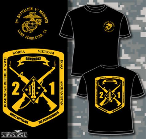 2nd Battalion 1st Marines T Shirt Hard Charger Apparel