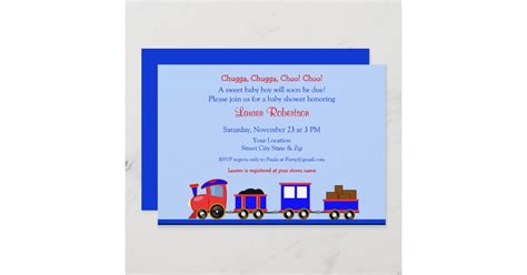 Red And Blue Train Baby Shower Invitation Zazzle