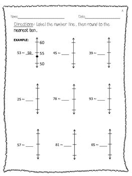 Rounding on a Vertical Number Line Pack by Miss Hannan's Class | TpT