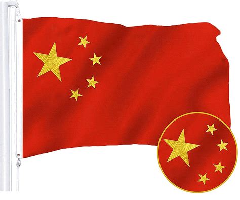 G128 China Flag 3x5 Ft Embroidered Stars Brass Grommets 210d Quality