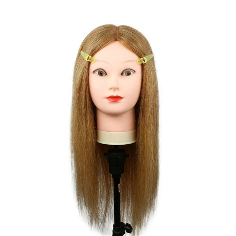 Female Human Hair Mannequin Head Cosmetology Doll Head Professional Training Head 100 Human