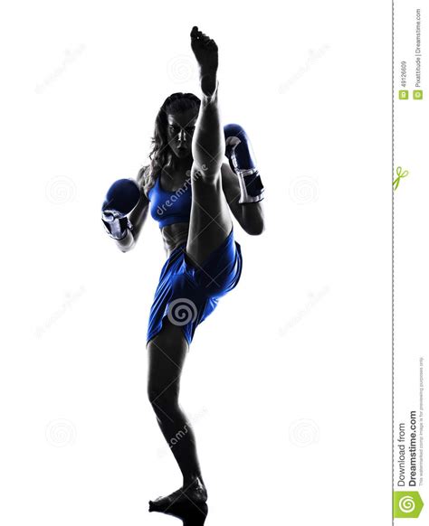 Woman Boxer Boxing Kickboxing Silhouette Isolated Stock Image Image