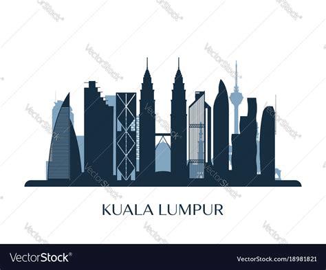 The new designs will be published daily. Kuala lumpur skyline monochrome silhouette Vector Image