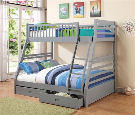 Barbados Navy Blue Wood Twin Over Full Bunk Bed For Kids