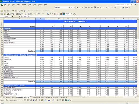 Household Budget Excel Templates