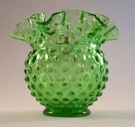 Fenton Small Green Hobnail Glass Dish Vase Or Votive Marked