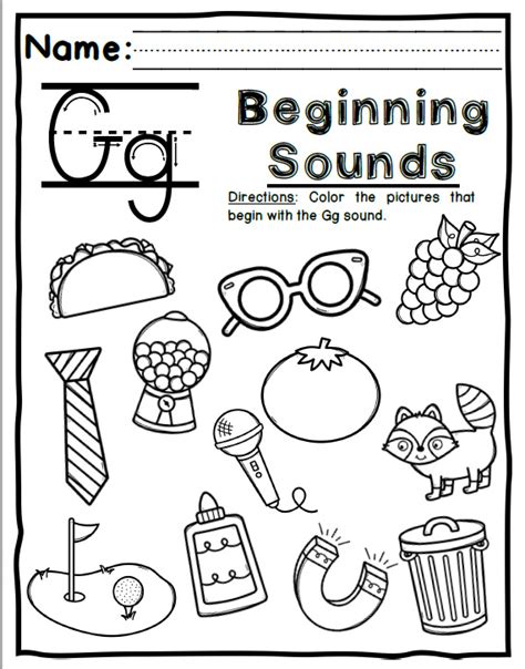 Free Beginning Sounds Worksheet Letter G Free4classrooms 274