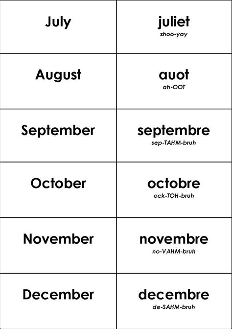 French Months Basic French Words French Language Learning French