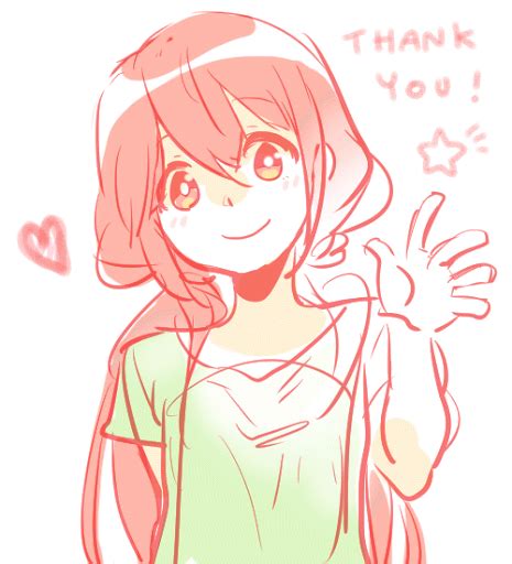 Thank You Text Anime Girl Red Hair Waving  Anime Anime アニメ