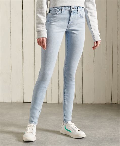 Womens Mid Rise Skinny Jeans In Light Blue Superdry Ie