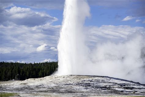 Full Eruption At Old Faithful At Yellowstone National Park Image Free