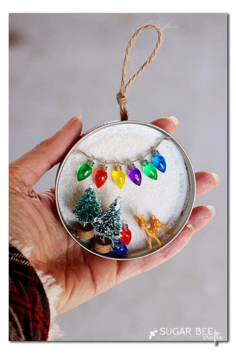 Mason Jar Lid Snowy Scene Decor Or Ornament Sugar Bee