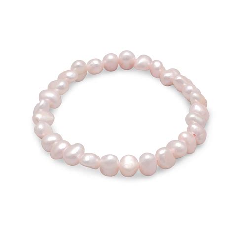 Pink Cultured Freshwater Pearl Stretch Bracelet MW House Of Style