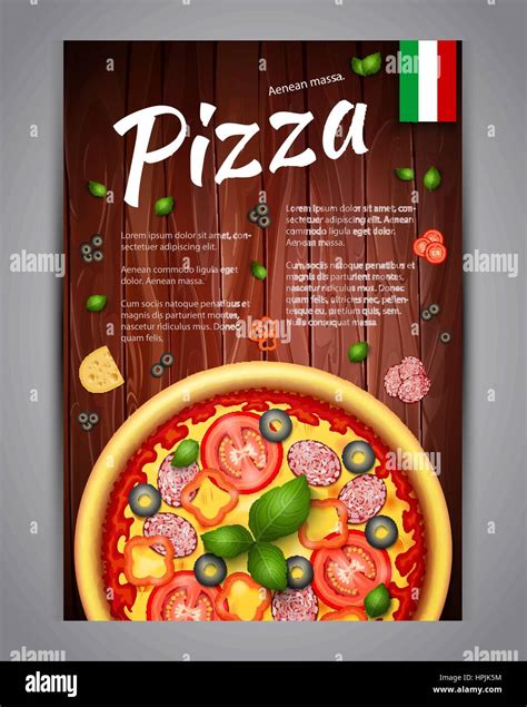 Realistic Pizza Pizzeria Flyer Vector Background Vertical Italian