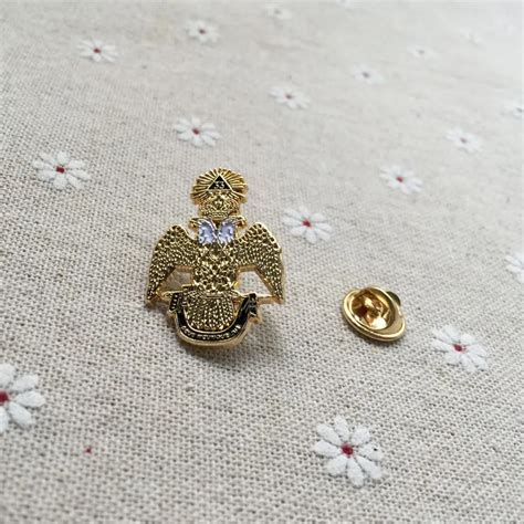 Deus Meumque Jus 33rd Crown Owl Brooches And Pins Badge Masonry Freemasonic Gold Plating Quality