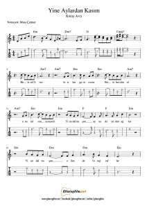 Aklından çıkarma beni agla gözyaşını sil melül melül. Yine Aylardan Kasım - Nota - Tab | Flüt, Müzik notaları ve ...