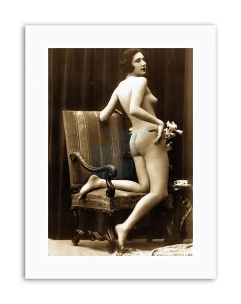 VICTORIAN RISQUÉ NUDE EROTIC SEPIA Poster Vintage Erotica Canvas art