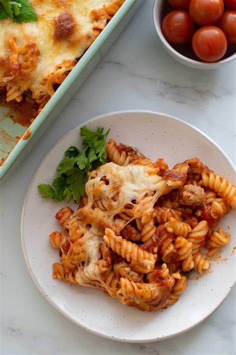 The Best Sausage Pasta Bake Easy Dinner Recipe Hint Of Healthy