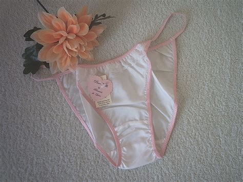 100 silk smooth white high leg string bikini panties lace trim tanga knickers m ebay