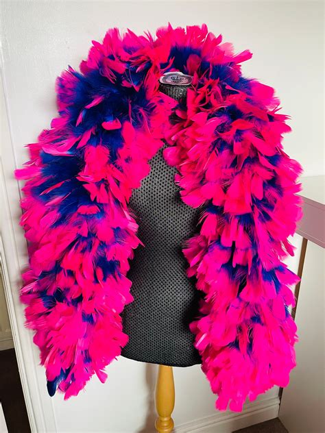 Turkey Ruff Feather Boa Pink And Blue