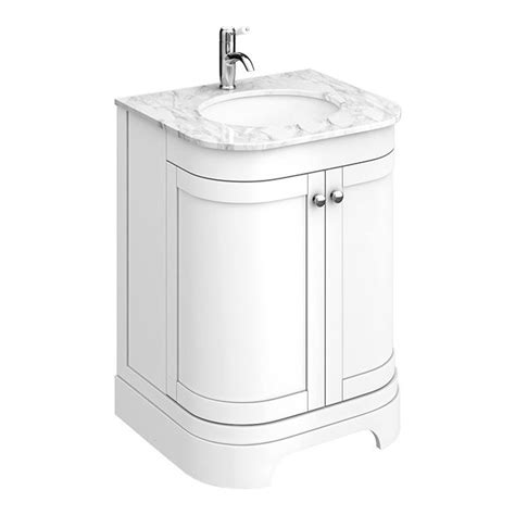 Period Bathroom Co 620mm Curved Vanity Unit With White Marble Basin