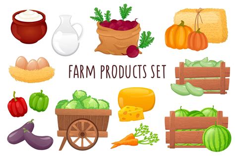 Farm Products Icon Set In Realistic 3d Design Bundle Of Milk Cheese