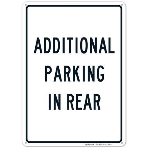 Additional Parking In Rear Sign Large 10 X 14 Rust Free 040 Aluminum