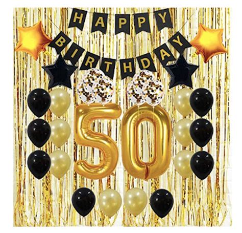 Gold 50th Birthday Party 12 Black Sparkling Celebration 50 Hanging Swirls