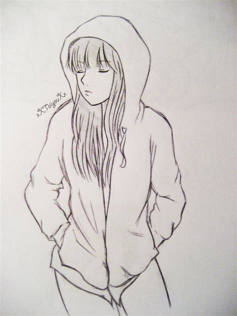 Hoodie Girl By Xxtaiyouxx On Deviantart Girl Drawing Cute Girl Drawing Girl Drawing Sketches