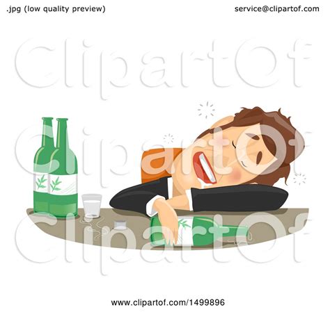 Clipart Of A Drunk Businessman Passed Out At His Desk Royalty Free Vector Illustration By Bnp