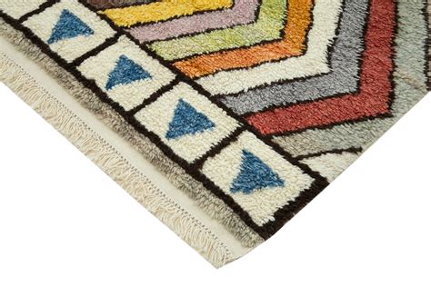 7x9 Multicolor Wool Geometric Moroccan Area Rug 10815
