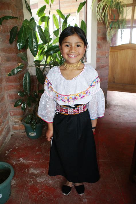 Native American Girl The Traditional Dress In Otavalo Ecuador