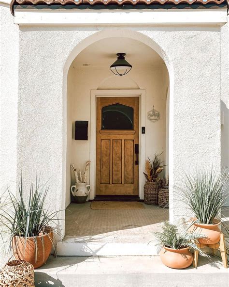 Bohemian Entryway With Wooden Front Door Soul And Lane