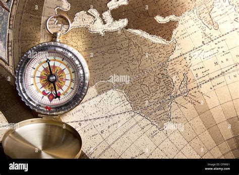 Vintage Navigation Equipment Compass And Other Tools Stock Photo Alamy