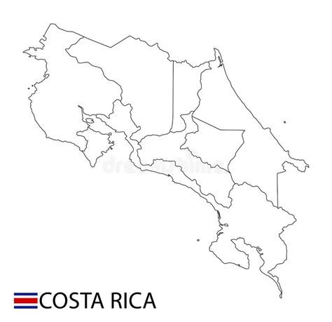 Costa Rica Map Black And White Detailed Outline Regions Of The Country