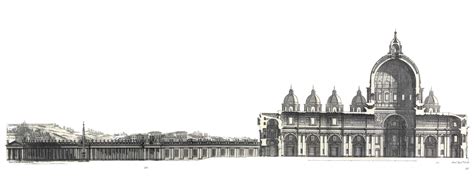 In the section view, everything cut by the section plane is shown as a bold line. The Architecture of St Peter's Basilica