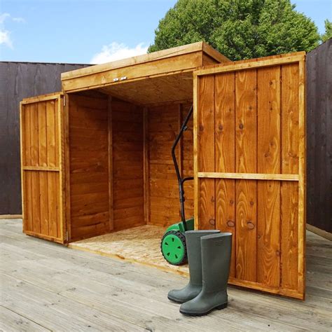 Wooden Garden Storage Shed 5x3 Tool Mower Wood Pent Store Double Doors