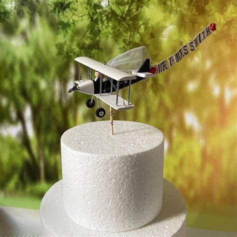 Airplane Wedding Cake Topper With Custom Banner Mr And Mrs Etsy