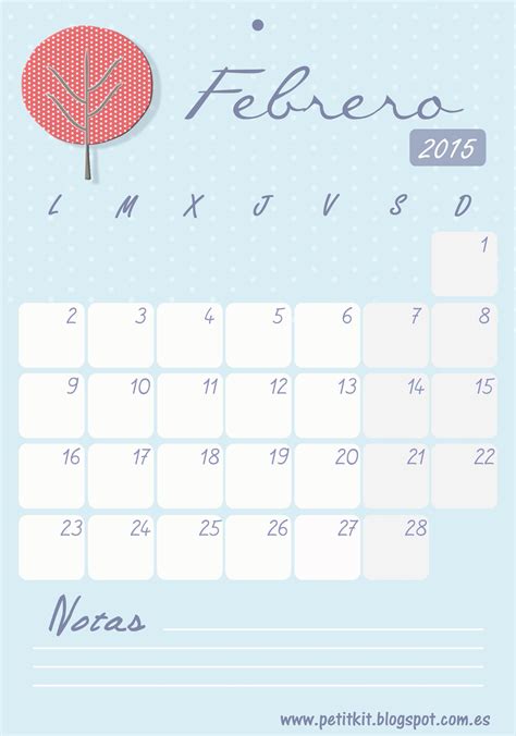 Imprimible Calendario Febrero 2015 Es2015