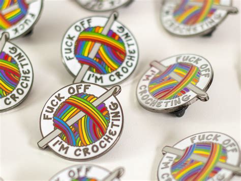 Enamel Pin Fuck Off I M Knitting Or Crocheting With Etsy