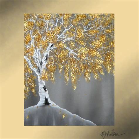 Golden Tree 16x20 Oil Painting Tree With Metallic Gold Etsy Tree