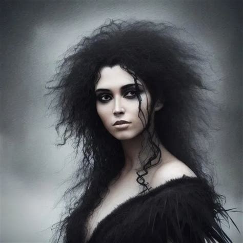 portrait of a beautiful raven haired goddess emergin openart